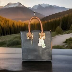 Alyssa Black Vegan Leather Large Tote Bag Crossbody Purse New With Tags.